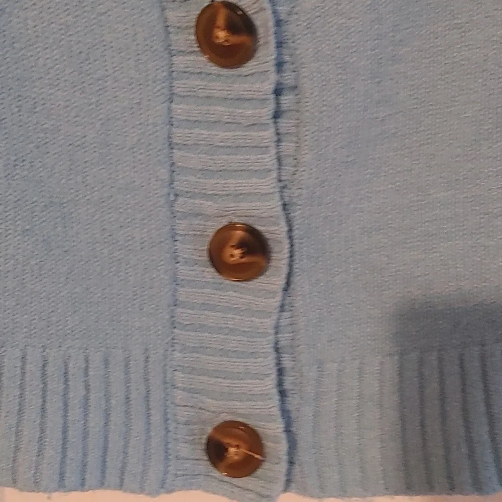 Wild Fable Cropped Knit Cardigan Sz XXS Light Blue Button-Up Oversized Y2K - Picture 4 of 6